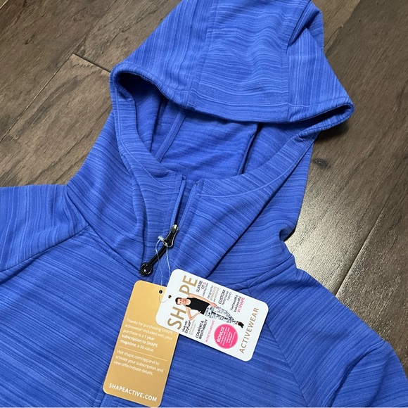 NWT Athleisure Hoodie Jacket Blue Thumbholes - Picture 2 of 6